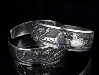  Tibet Silver Carved Lucky Animal Mandarin duck Bracelet 