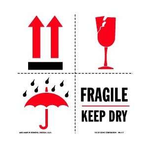  Fragile Keep Dry Label, 6 X 6, ipm 417, 500 Per Roll 