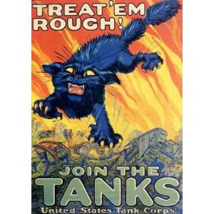 Roughnecks United States Tank Corp Army Recruitment Treat Em Rough Cat 