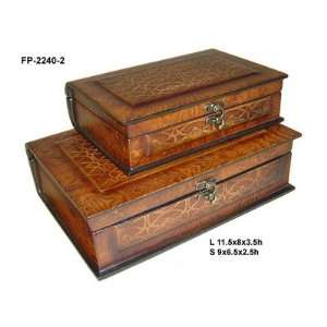  Lined Wooden Book Shaped Box with Latch Hooks (Set of 2 