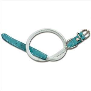   Two Color Tubular Dog Collar in White/Light Blue