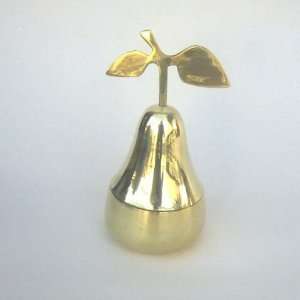   HANDTOOLED HANDCRAFTED BRASS PEAR BELL CONTAINER