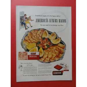  1948 armour bacon,print advertisement (people running 
