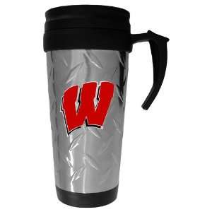 Wisconsin Badgers NCAA Diamond Plate Travel Mug  Sports 