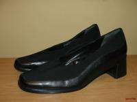 BFS11~ROCKPORT REBOUND Black Leather Trim Career Shoes Heels Size 9M 