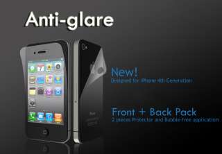 Front and Back Anti Glare Washable Screen Protector for iPhone 4 4S 4G 