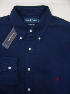   XLT Polo Ralph Lauren Pony Classic Button Up Dress Shirt Navy Blue XL