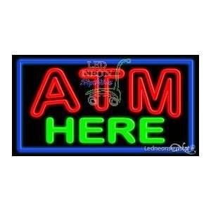  ATM Here Neon Sign 13 Tall x 32 Wide x 3 Deep 