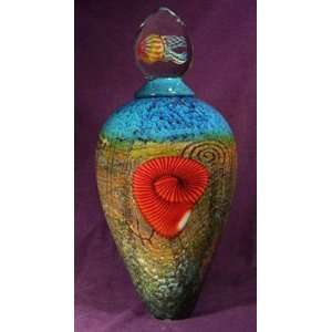  Funeral Urns Sea of Life Glass Urn  Red Nautilus Blue 