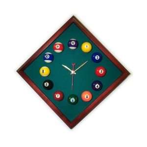   Billiard Clock Cherry & Dark Green Mali Felt