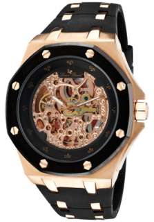 Lucien Piccard Watch 28586ROBK Mens Skeleton Automatic Black Rubber 