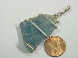 BUTW Sterling Silver Wire Wrapped Unpolished Natural Aqua Marine 