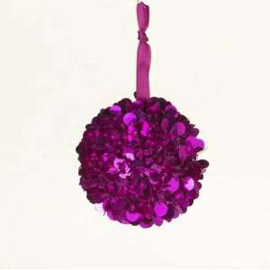  Fushia 5 Inch Sequined Ball Ornament