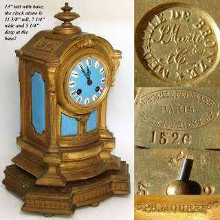 Fab Antique French Gilt 13 Mantel Clock, Sevres Enamel Dial & Accents 