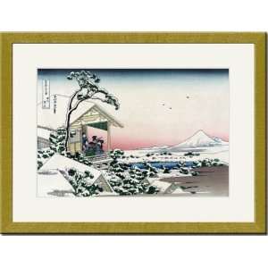  Gold Framed/Matted Print 17x23, Tea House at Koishikawa 