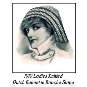   Dutch Bonnet in Brioche Stripe Iva Rose Vintage Reproductions Books