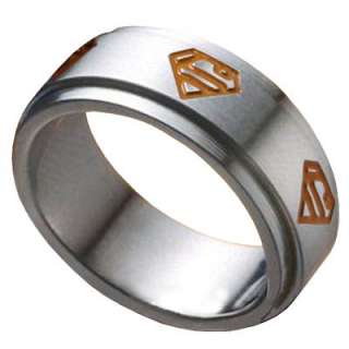 MENS Stainless Steel SUPERMAN Spinner Ring(Silver) NEW  