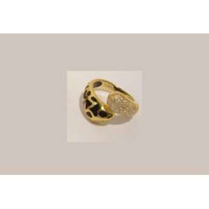  Yellow Gold Ring with Pave Stones 