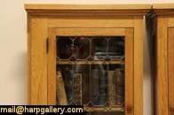 Pair Oak Architectural Salvage Bookcases, Leaded Glass  