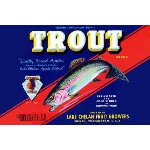  Exclusive By Buyenlarge Trout Brand Apples 12x18 Giclee on 