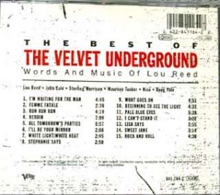 THE BEST OF VELVET UNDERGROUND WORDS AND MUSIC OF LOU REED 15 Track 