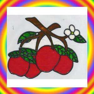 FAUX STAINED GLASS APPLES WINDOW CLING SUNCATCHER  