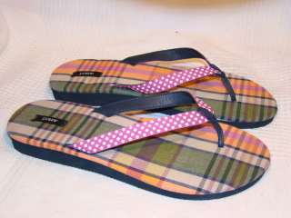 CREW PINK MULTI PLAID FLIP FLOPS THONG SANDALS 9  