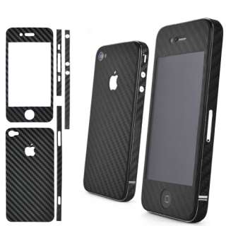 Black Full Body Carbon Fiber Skin Sticker For iPhone 4  
