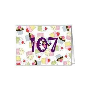    107th Birthday Party Invitation, Cupcakes Galore Card Toys & Games