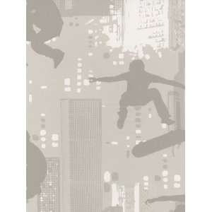  Skateboarders Taupe Wallpaper in Just Kids