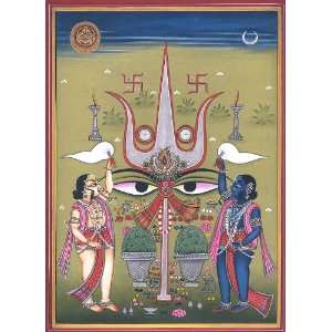  Trident Worship   Watercolor On Paper   Artist Kailash Raj 