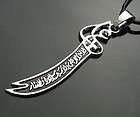TF774  Silvertone Alloy Imam Ali Sword Muslim Pendant String Necklace