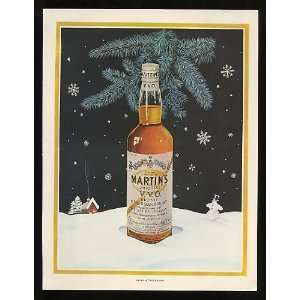  1957 Martins VVO Whisky Bottle Christmas Print Ad (12200 