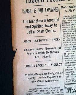 GANDHI ARRESTED The Mahatma by British 1930 Newspaper *  