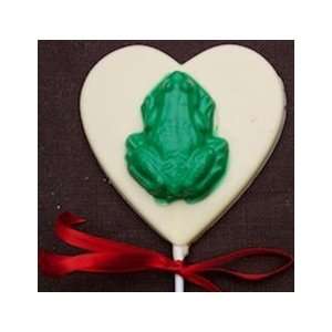 White Chocolate Lollipop with Green Frog (Set of 6)  