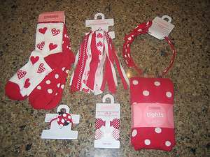   Red White Valentine Hair Sock Tights Accessories OS 3 4 U Pick  