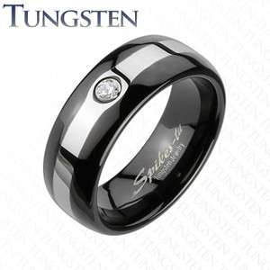Tungsten Carbide Black IP 2 Tone CZ Band Ring Size 9 13 New T36  