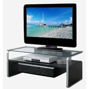  Compact Glass & MDF TV Stand  grainy Black (40W x 21D x 