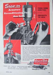 1948 Ad   SNAP ON TOOLS * ARMATURE RECONDITIONING TOOL * Kenosha WI 