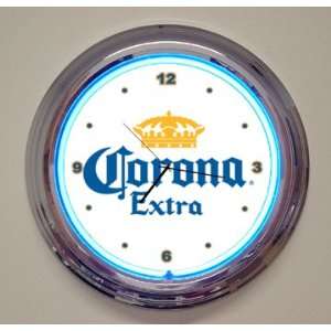  15 Corona White Neon Clock