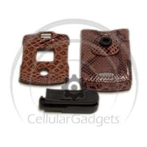 PREMIUM BROWN SNAKE SKIN with BELT CLIP Faceplate / Case / Cover for 