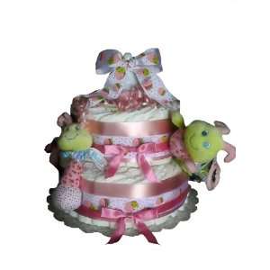   Cutsie Caterpillar Cupcake Pink Baby Shower Diaper Cake Gift Set Baby