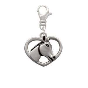  Heart with Horse Head Clip on Charm Arts, Crafts & Sewing