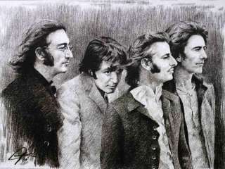 The Beatles Sketch Portrait Charcoal Pencil Drawing  