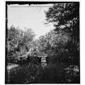  Civil War Reprint Savannah, Georgia. Bridge over stream 