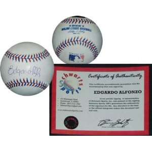  Edgardo Alfonzo Autographed Baseball with NY 2002 