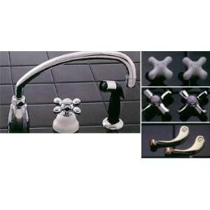 Brass and Porcelain Kitchen Faucet w/ Spray   Deco Cross 