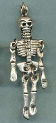 Skeleton Charm, Skeleton Pendant, Articulated Zinc Alloy  