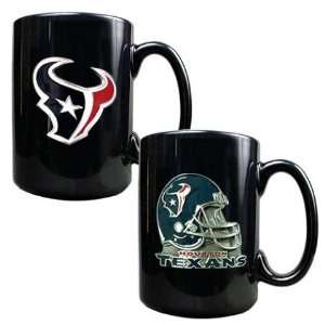  Houston Texans NFL 2pc Black Ceramic Coffee Mug Set 