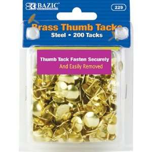  Bazic Brass Thumb Tack, Gold, 200 per Pack (Case of 144 